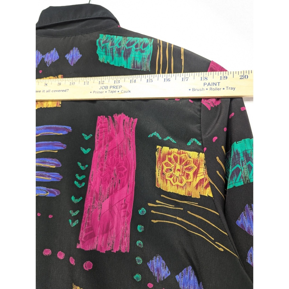 Caliche Collection Black Abstract Geometric Print Button Down Shirt XL - Picture 9 of 9